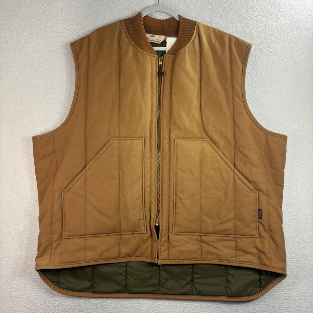Vintage Walls Blizzard Pruf Vest Men 3XL Brown Cotton Canvas Quilt Workwear USA